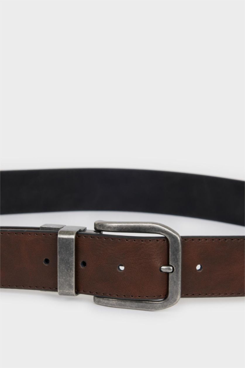 MAN Karma Man Rectangle Clasp Faux Leather Belt