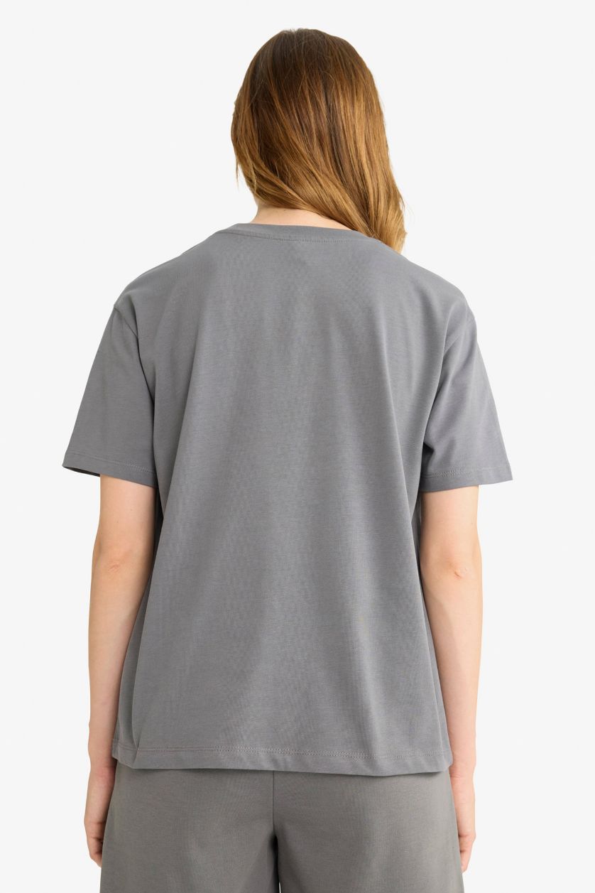 WOMAN Anthracite Regular Fit Crew Neck Basic Premium T-Shirt