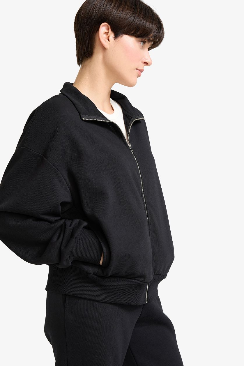 FEMME Noir Sweat zippé basique Coupe régulière