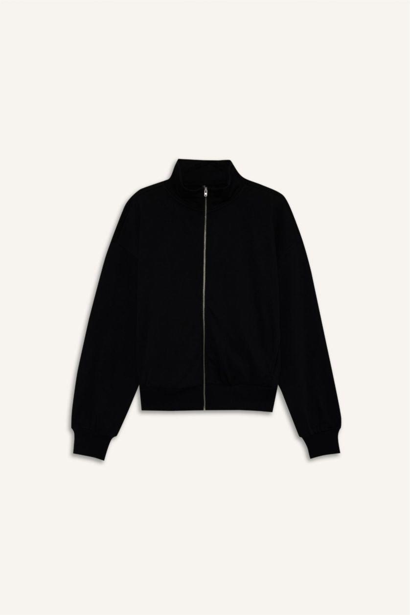 FEMME Noir Sweat zippé basique Coupe régulière
