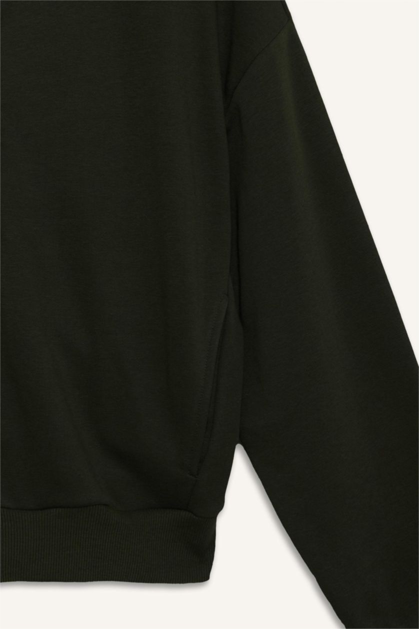 FEMME Kaki Foncé Cardigan zippé basique Coupe régulière