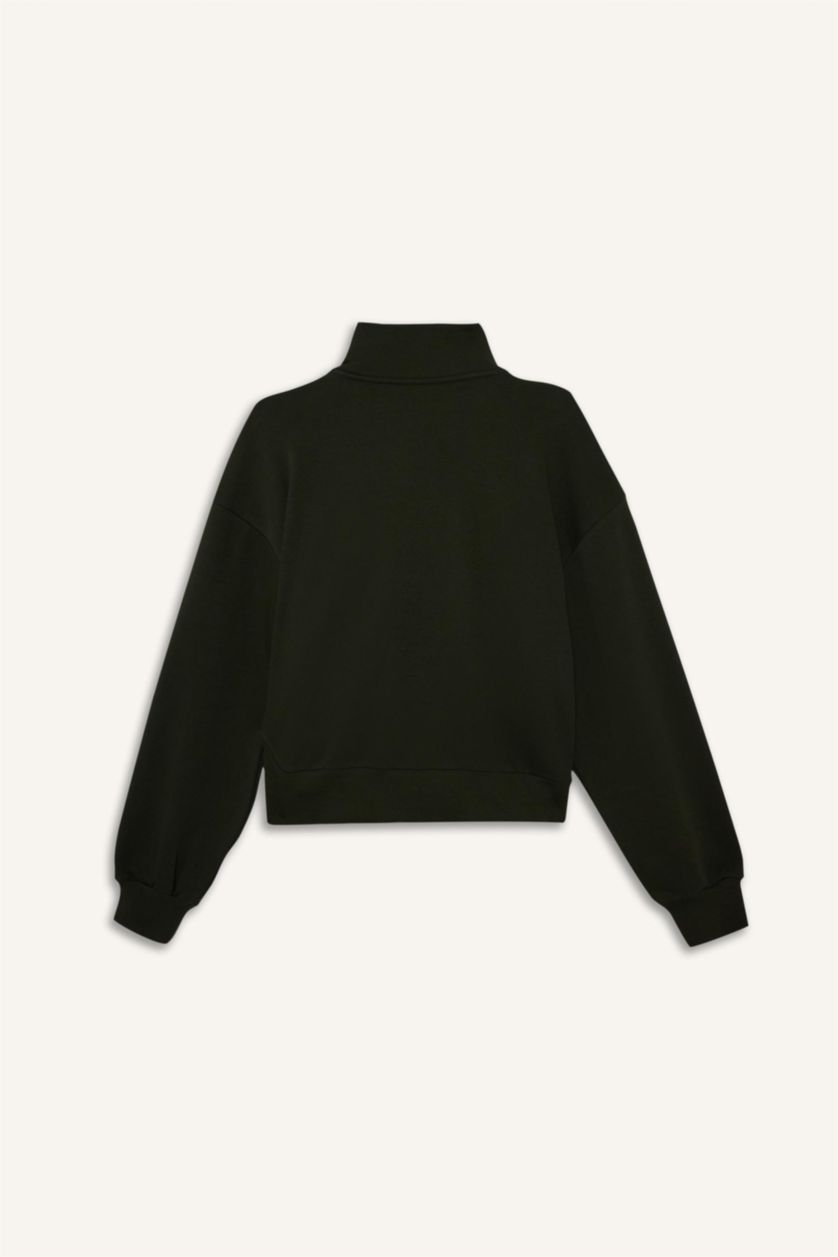 FEMME Kaki Foncé Cardigan zippé basique Coupe régulière