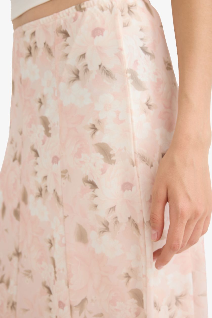 Женщины Розовый Юбка макси стандартной посадки из тюля с цветочным принтом