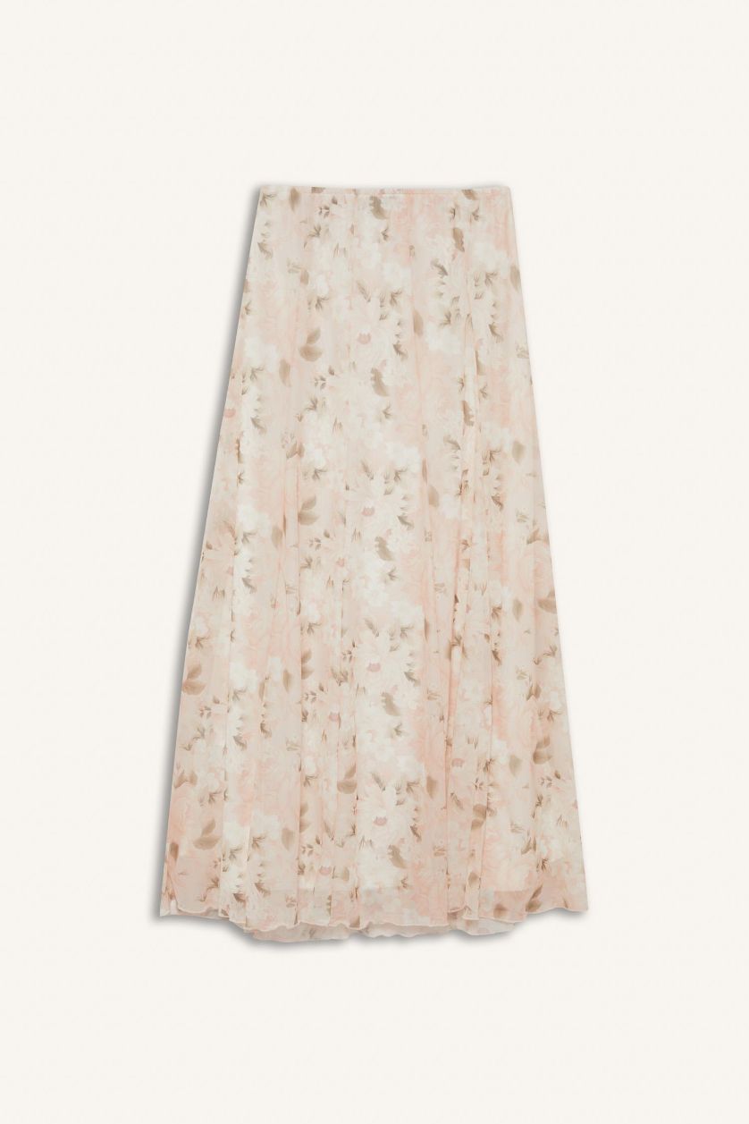Женщины Розовый Юбка макси стандартной посадки из тюля с цветочным принтом