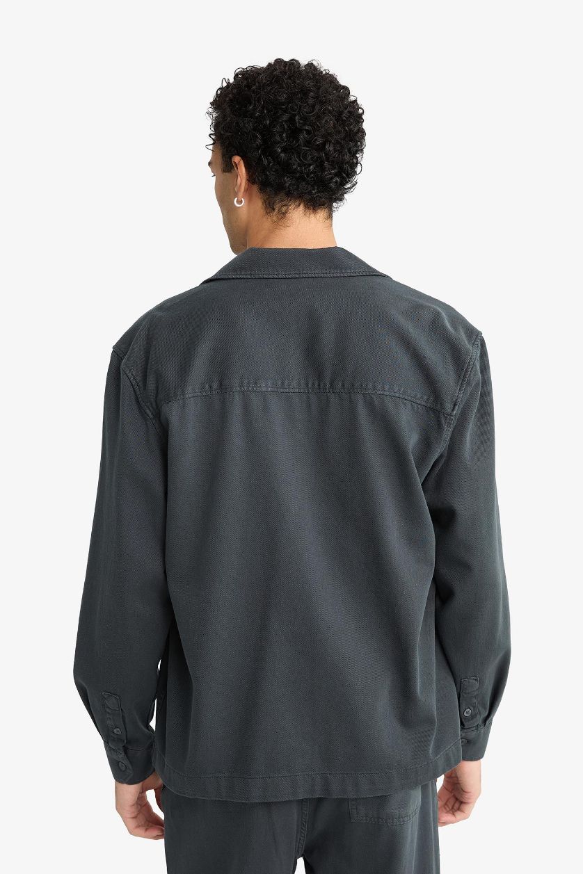 رجال أنثرا قميص ردن طويل تويل اوفر سايز وياخة بولو