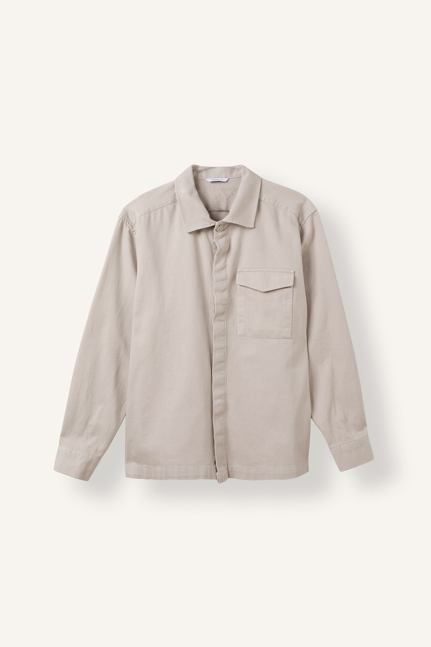 Men Light Grey Boxy Fit Overshirt