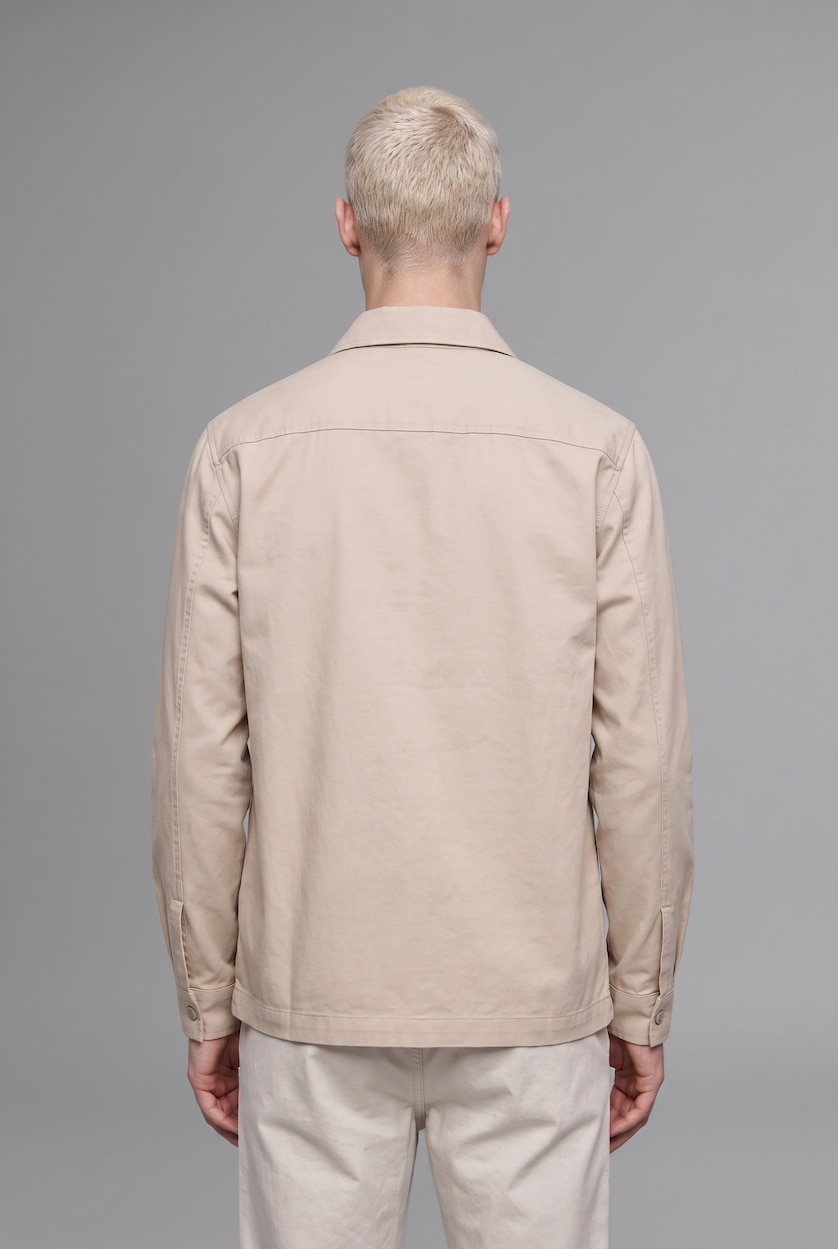 Men Light Grey Single Pocket Boxy Fit Shirt Jacket