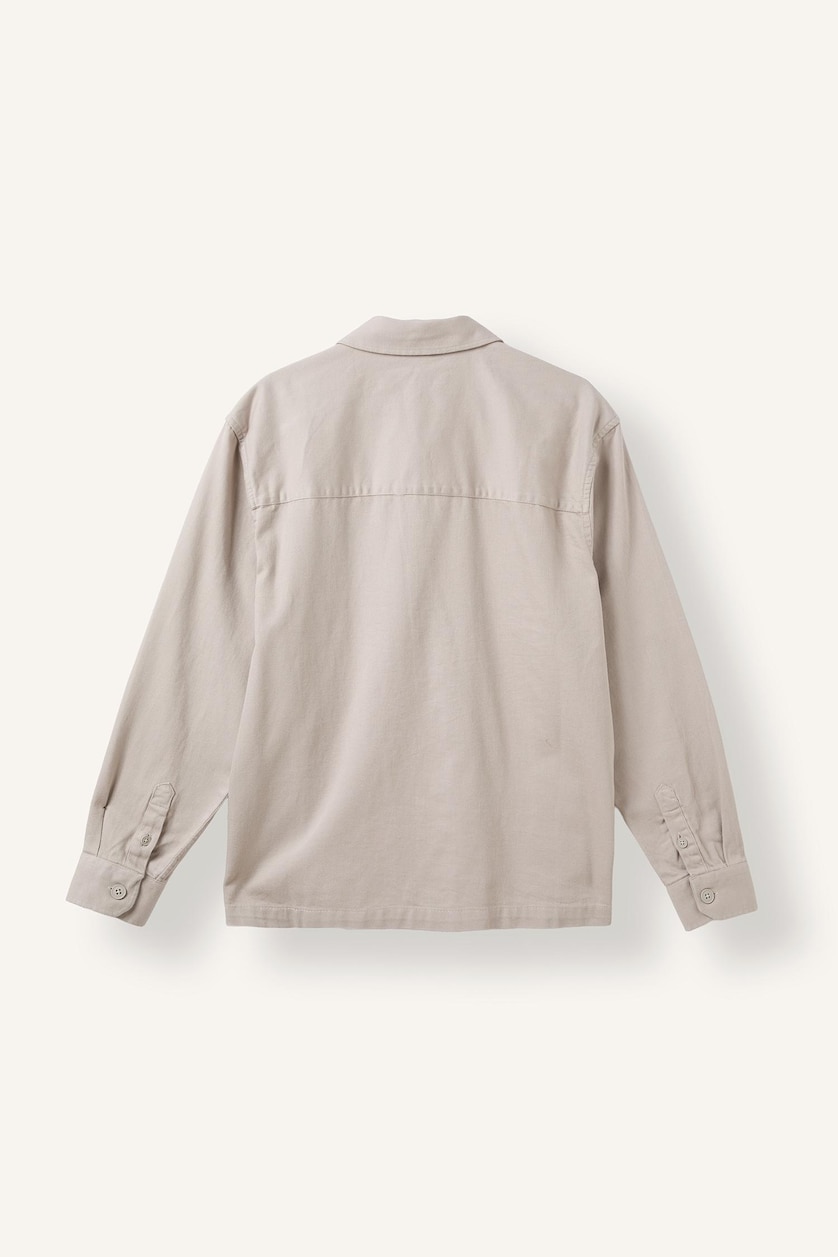 Men Light Grey Single Pocket Boxy Fit Shirt Jacket