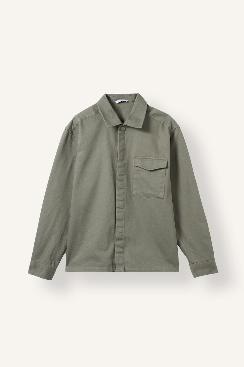 Men Light Khaki Boxy Fit Overshirt