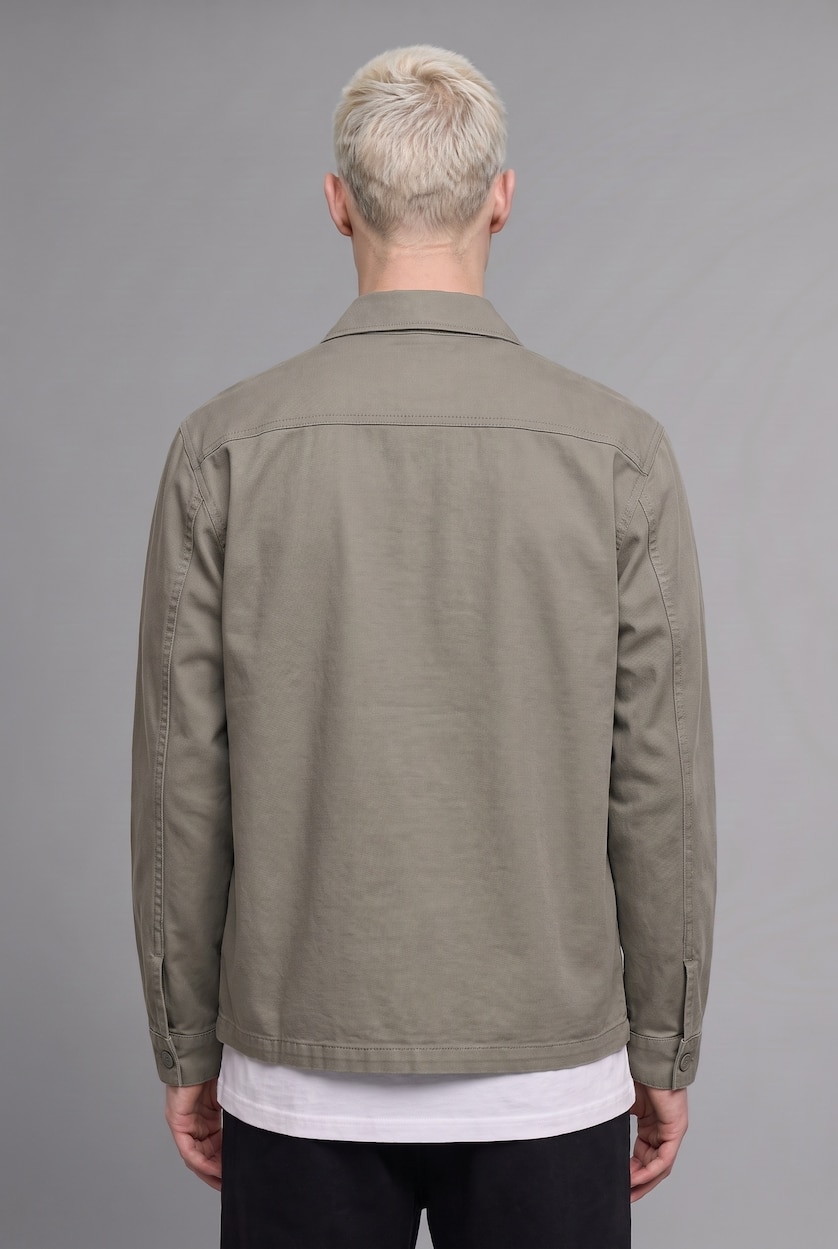 Man Light Khaki Boxy Fit Overshirt