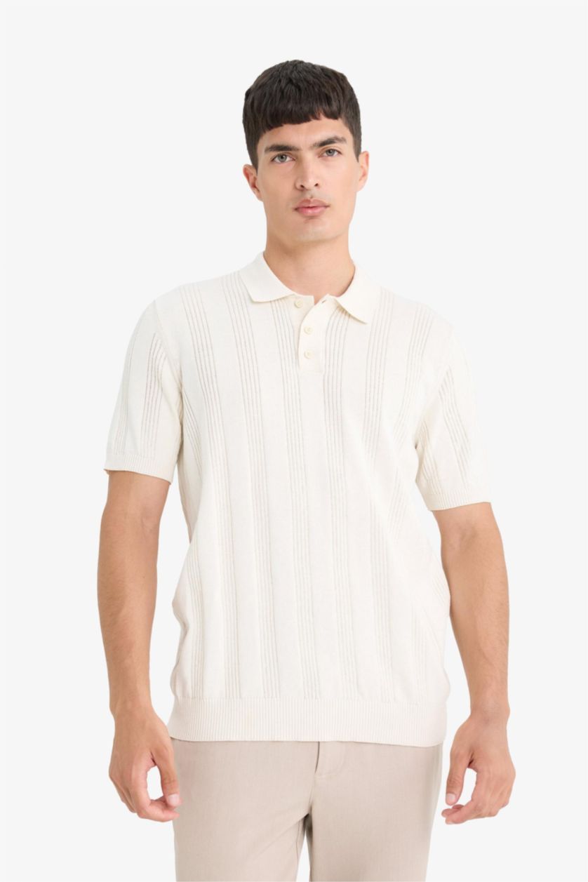 Erkek Ekru %100 Pamuk Polo Tişört