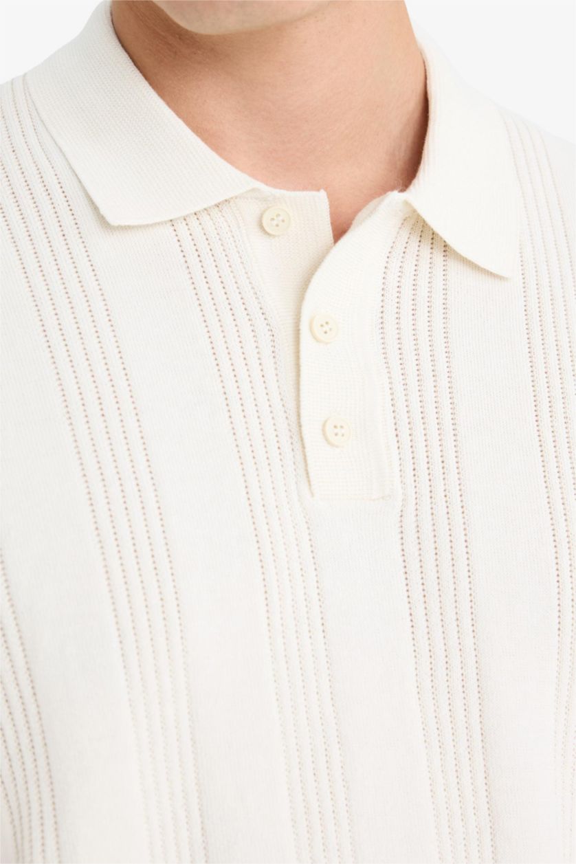 Erkek Ekru %100 Pamuk Polo Tişört