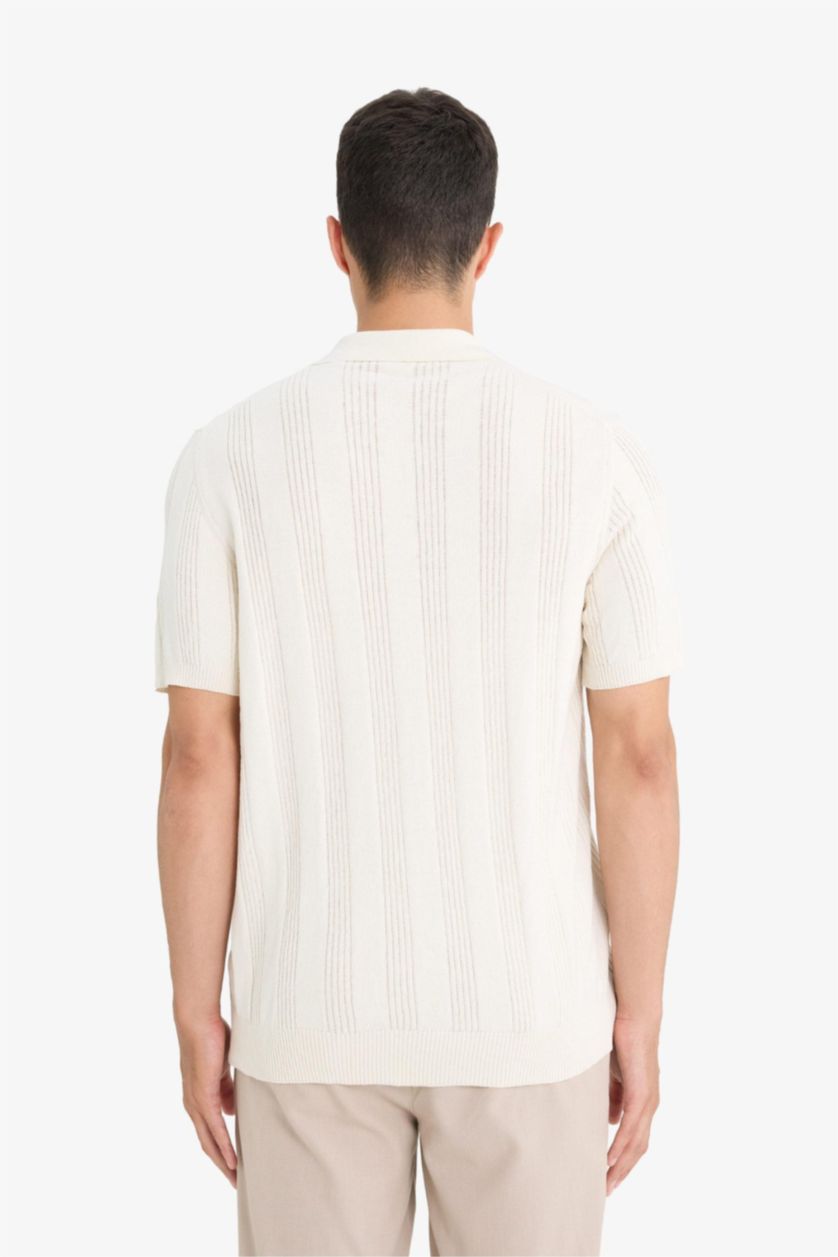 Erkek Ekru %100 Pamuk Polo Tişört