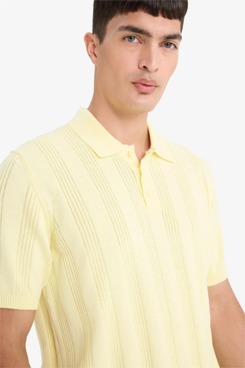 Erkek Açık Sarı %100 Pamuk Polo Tişört