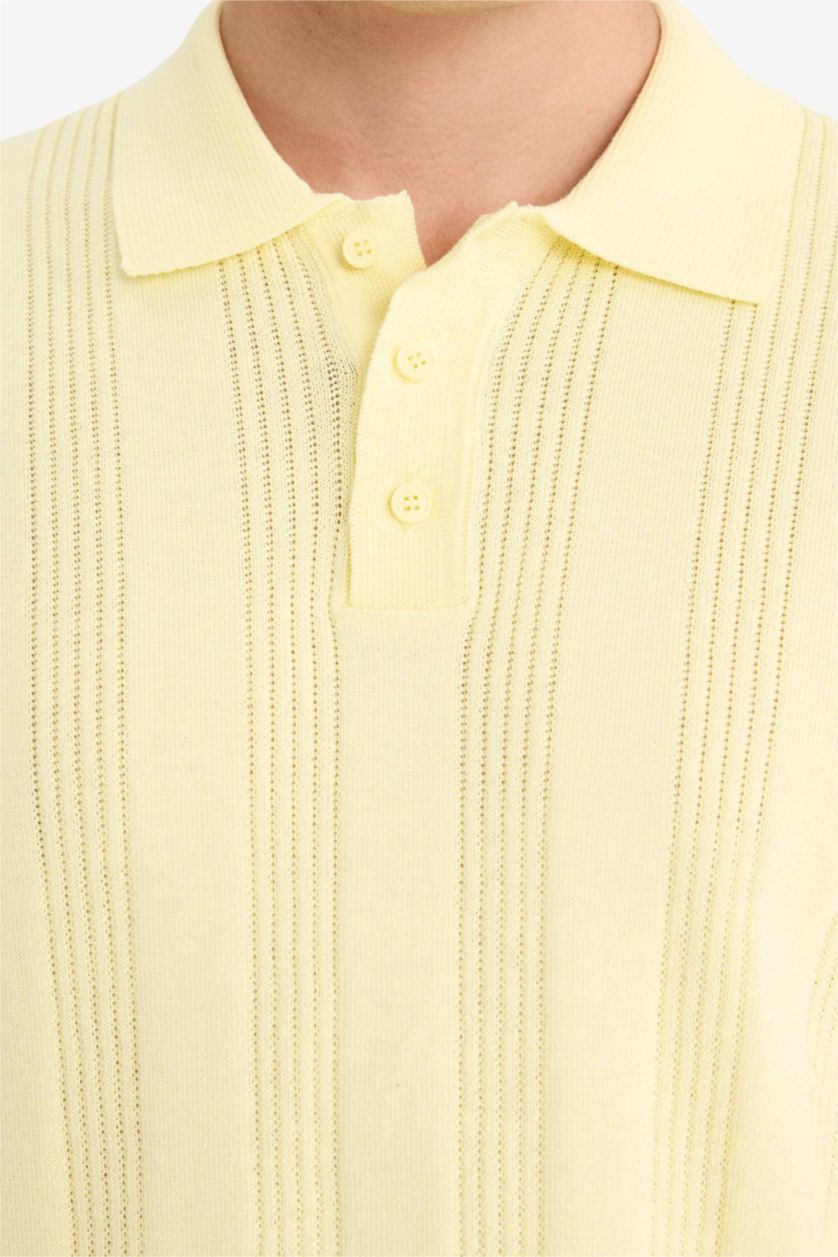 Erkek Açık Sarı %100 Pamuk Polo Tişört