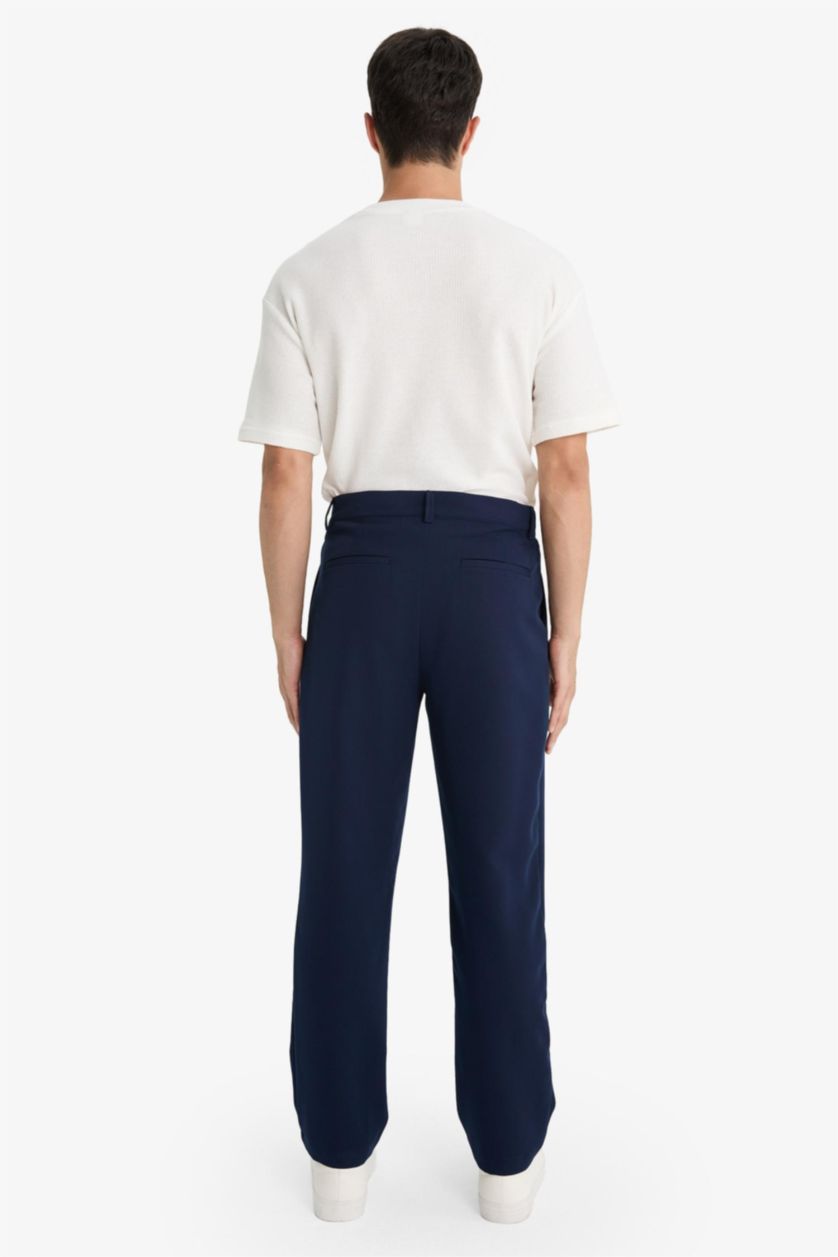 Man NAVY Straight Fit Regular Hem Trousers