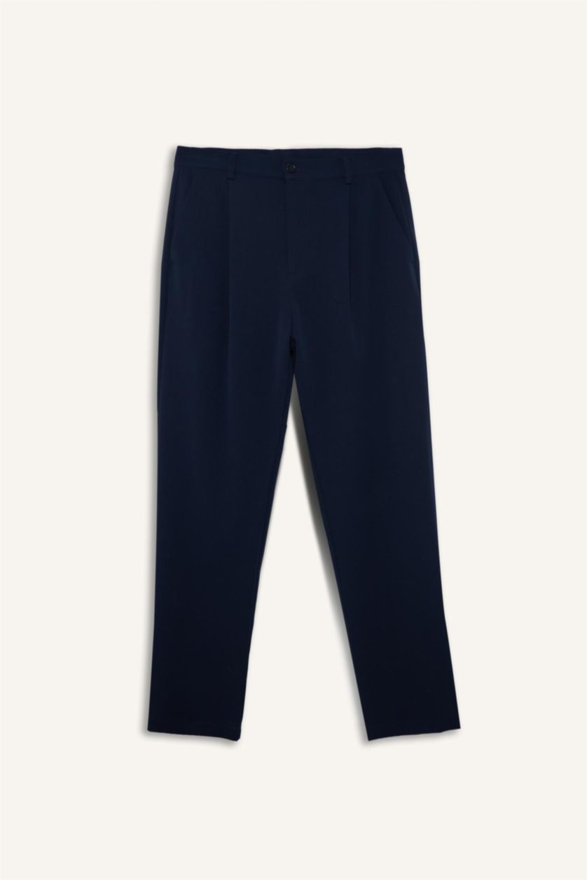 Man NAVY Straight Fit Regular Hem Trousers