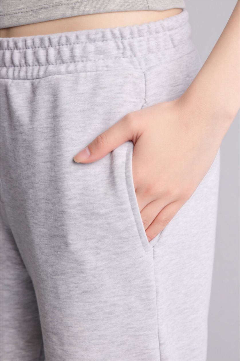 Woman Grey Melange Straight Fit Basic Trousers