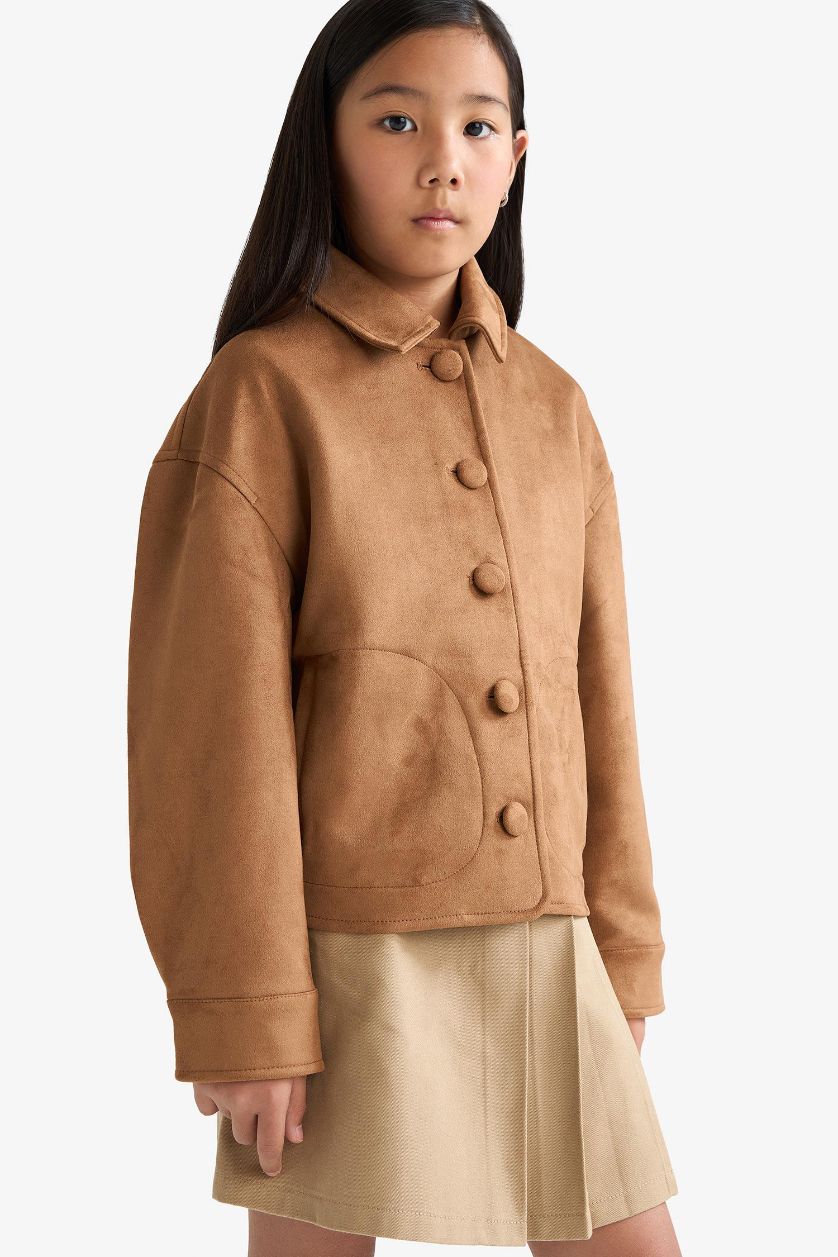 GIRLS & TEENS Camel Girl Crew Neck Puffer Jacket