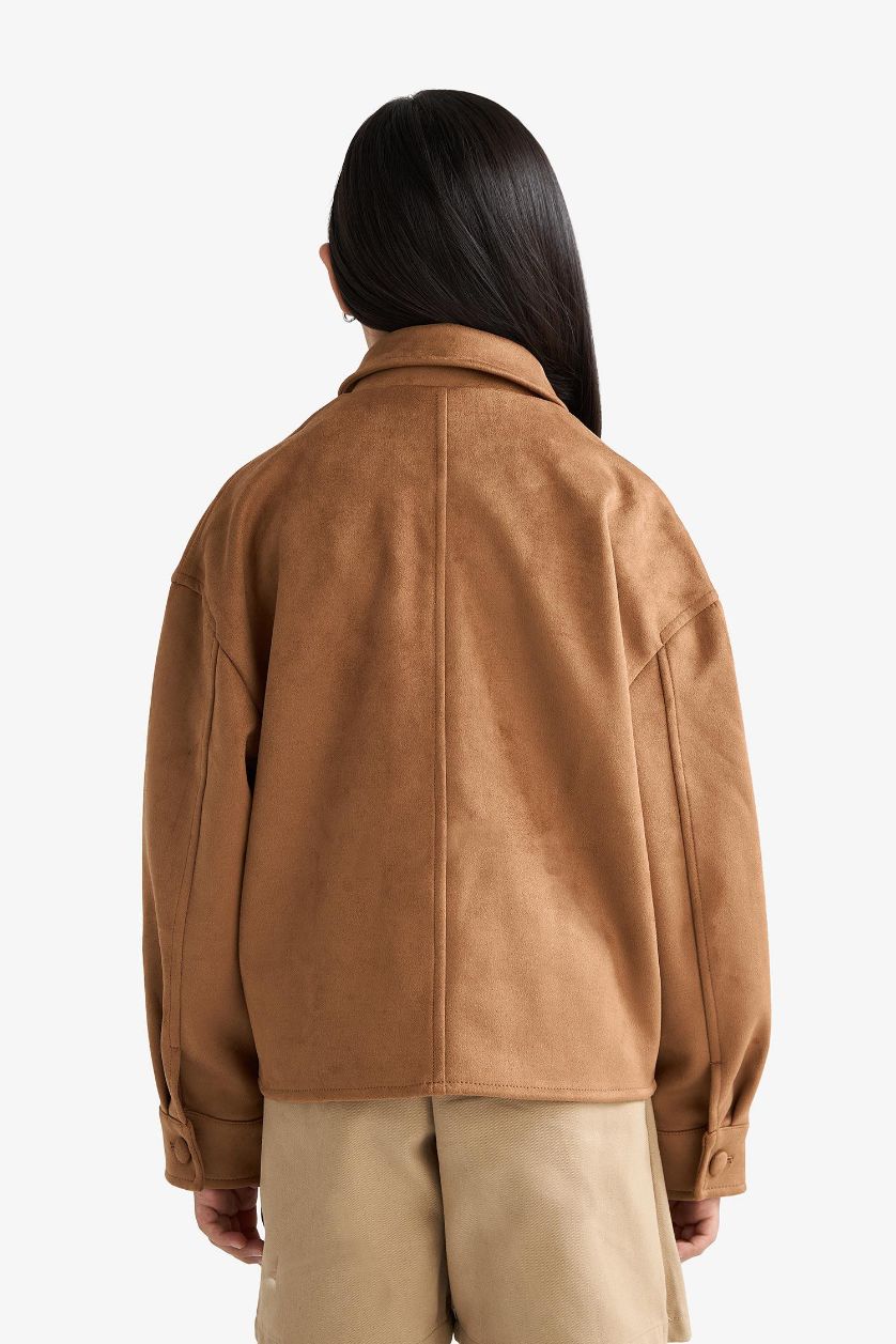 GIRLS & TEENS Camel Girl Crew Neck Puffer Jacket