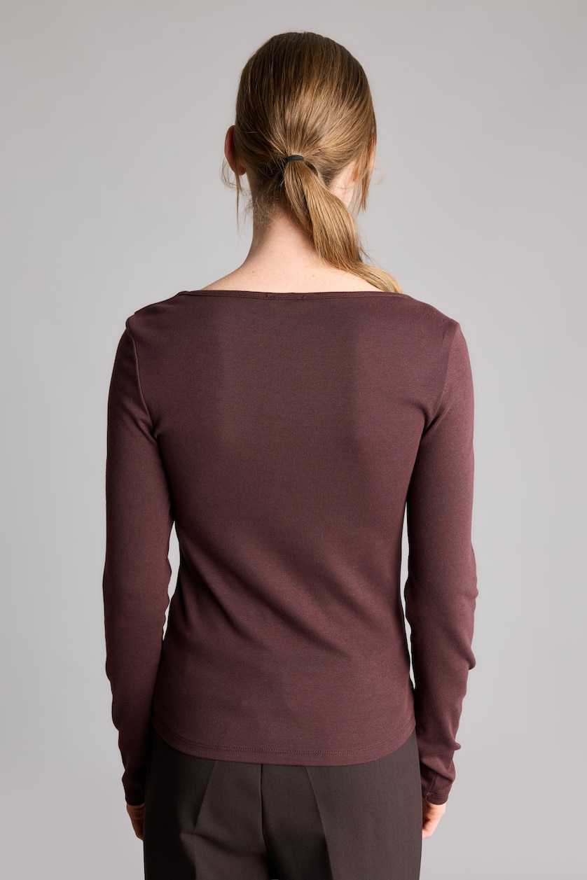 Women Brown Slim Fit modal Long Sleeve T-Shirt