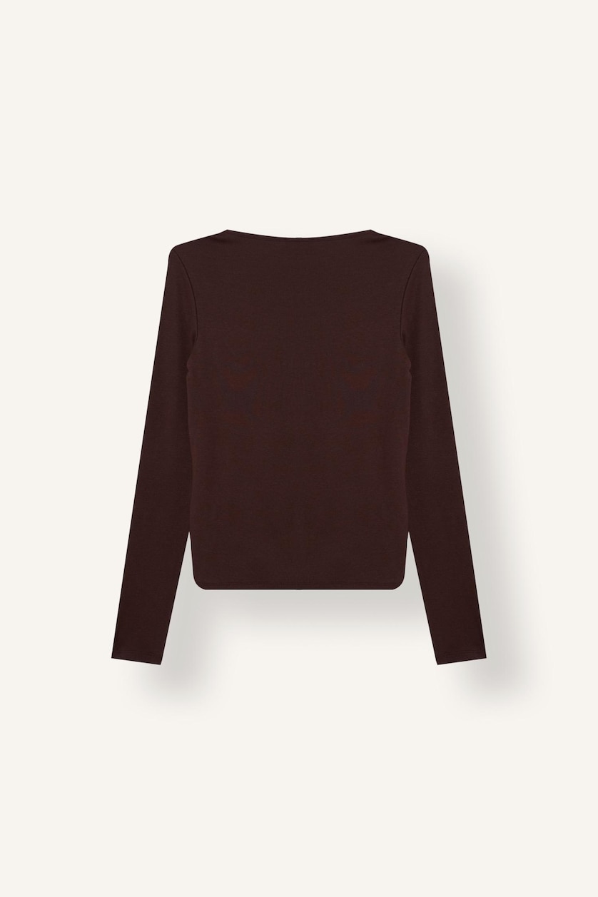 Women Brown Slim Fit modal Long Sleeve T-Shirt
