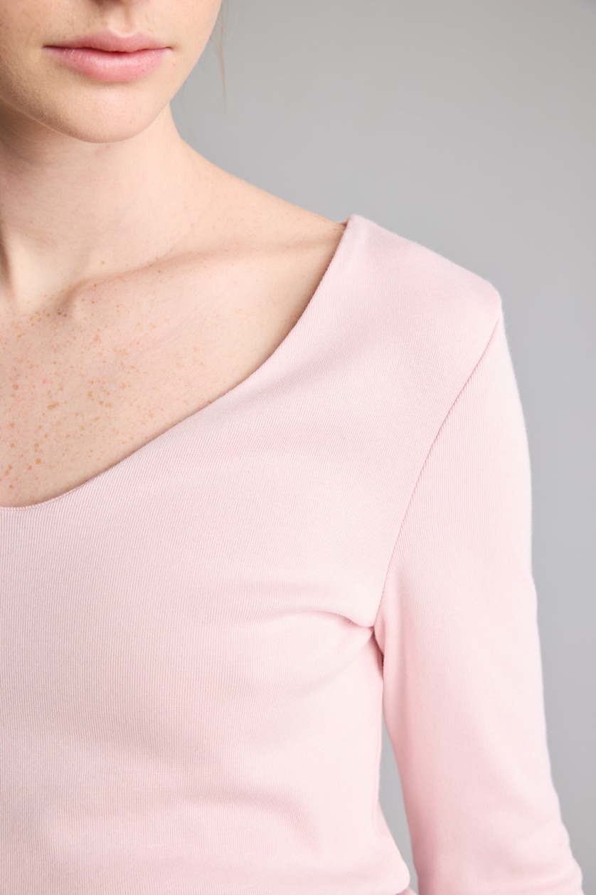 Kadın Açık Pembe Slım Fıt Basıc Düz Modal Uzun Kollu Basic Tişört
