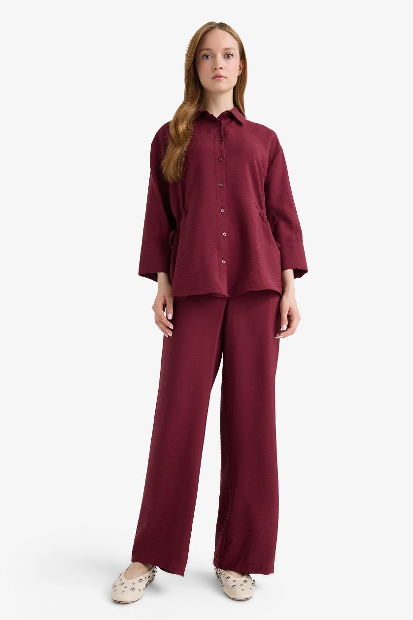 WOMAN Bordeaux Relax Fit Shirt Collar Long Sleeve Shirt