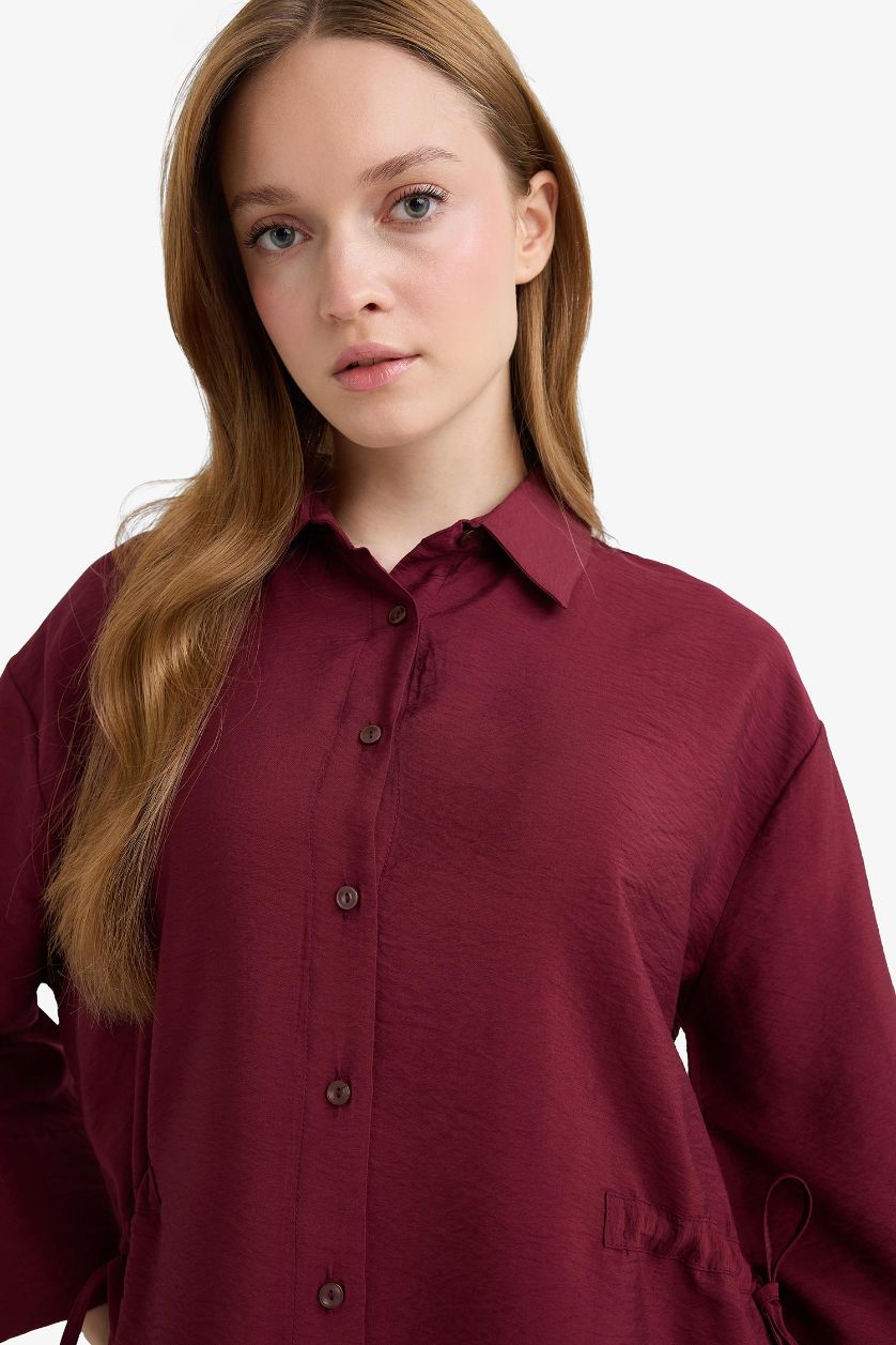 WOMAN Bordeaux Relax Fit Shirt Collar Long Sleeve Shirt