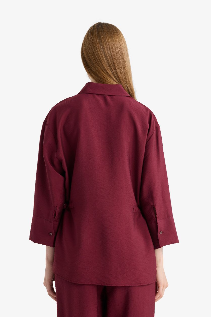 WOMAN Bordeaux Relax Fit Shirt Collar Long Sleeve Shirt