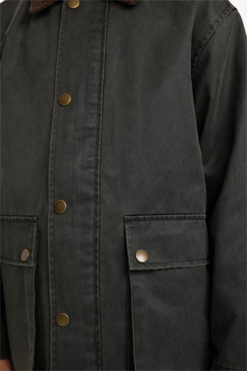 BOYS & TEENS Khaki جاكيت اولادي وتر بروف بياقة بولو