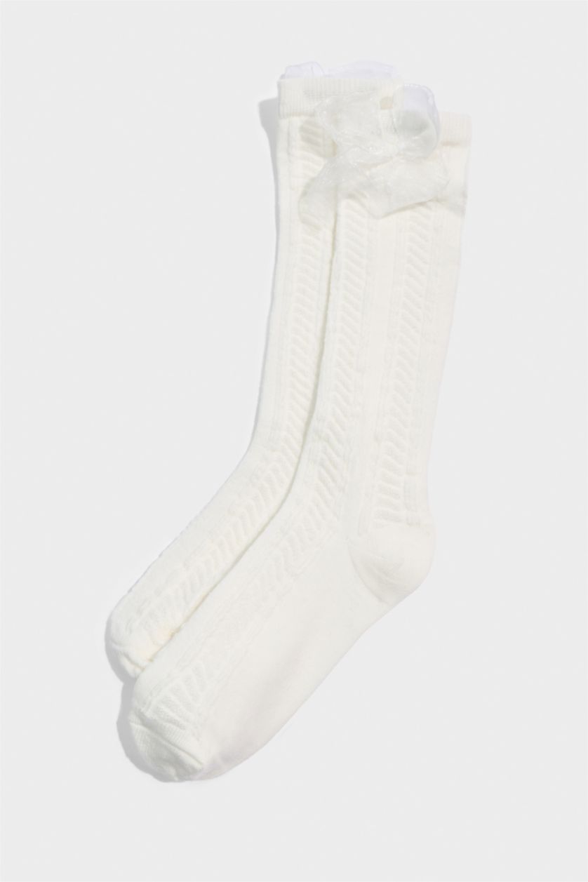 Kız Çocuk - Genç Kız Karma 2'li Pamuklu Diz Altı Okul Çorabı Kız Çocuk