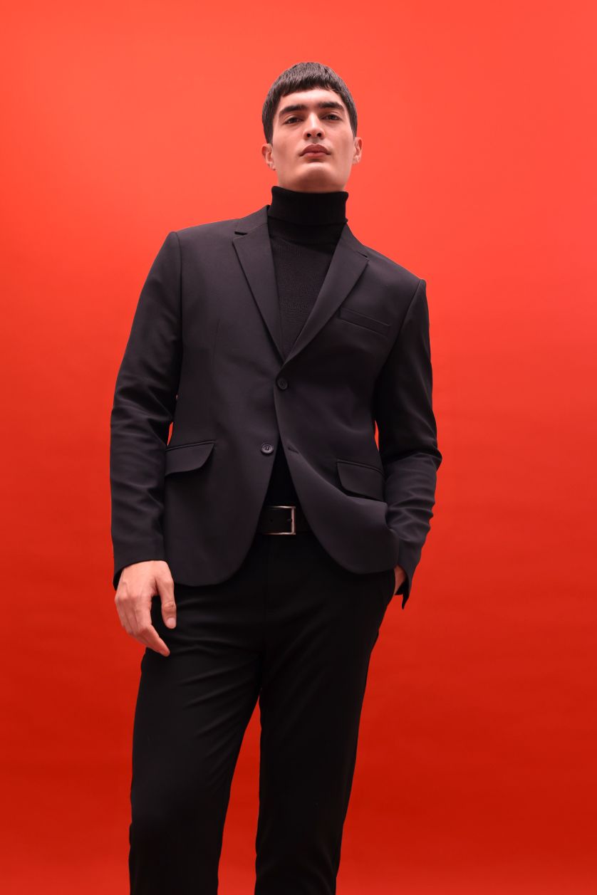 Man Black Slim Fit Twill Blazer