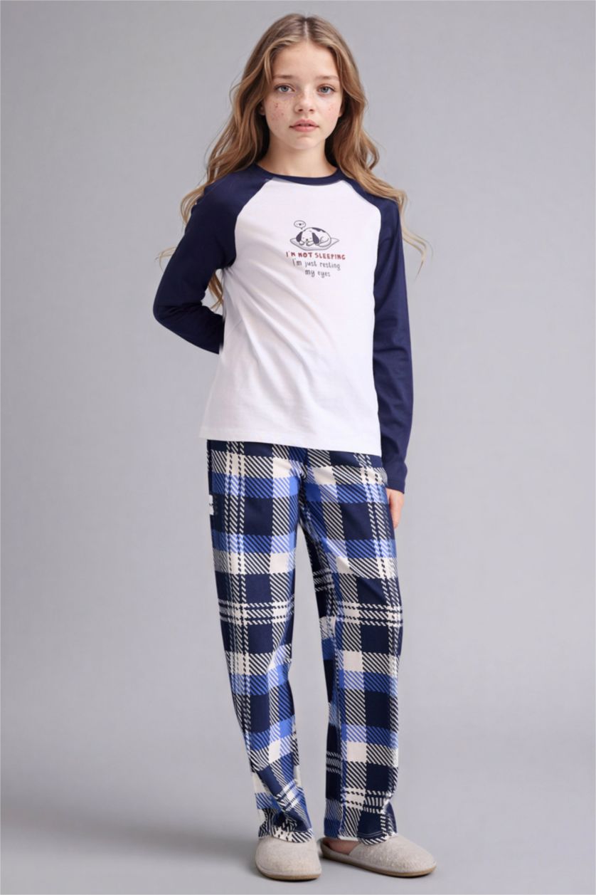GIRLS & TEENS White Girl Printed Long Sleeve Top Bottoms 2 Piece Pajama Set