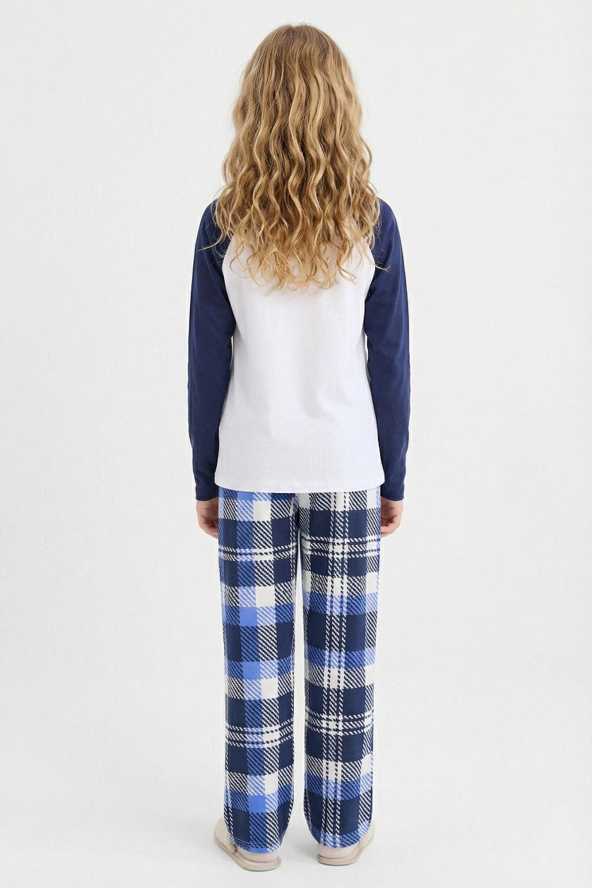 Kız Çocuk - Genç Kız Beyaz %100 Pamuklu Desenli Beli Lastikli Pijama Takımı Kız Çocuk