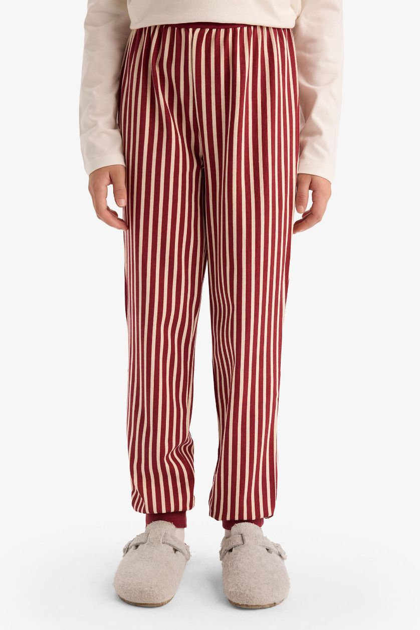 Kız Çocuk - Genç Kız Ekru %100 Pamuklu Ayıcık Baskılı Beli Lastikli Pijama Takımı Kız Çocuk