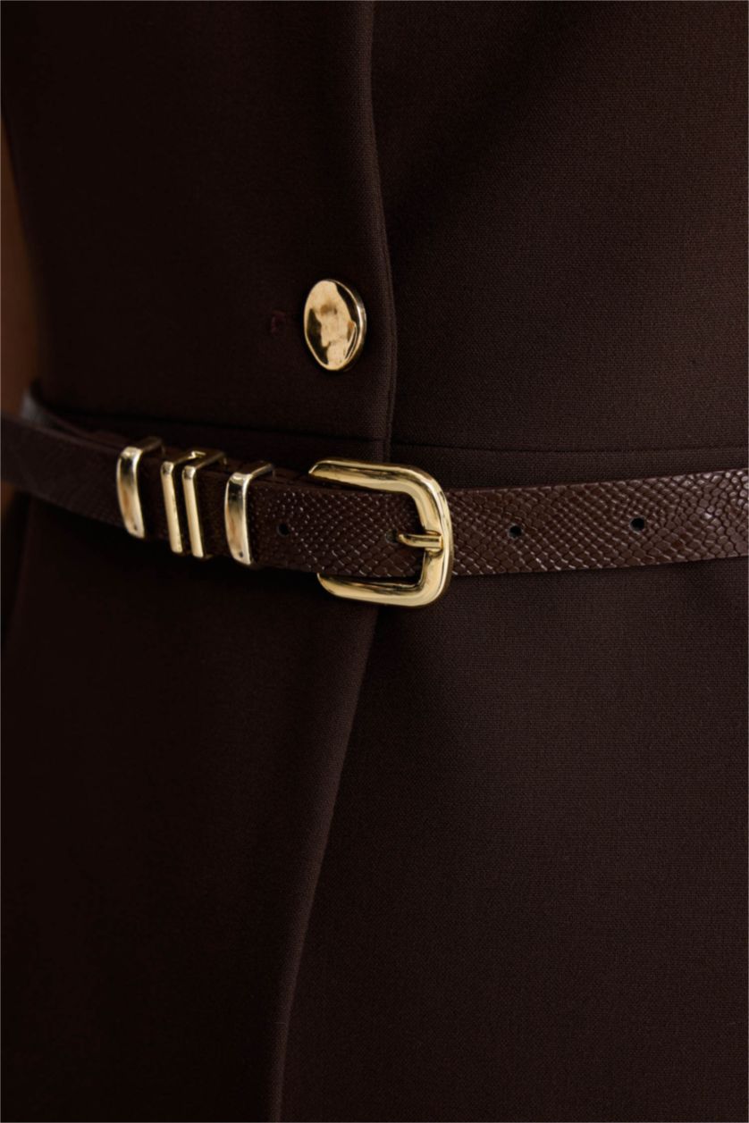 Woman Brown Slim Fit Crew Neck Vest