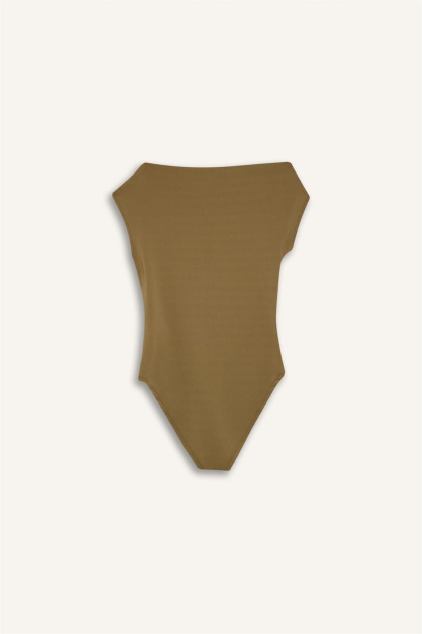 Әйелдерге хаки Әйелдерге слим пішімі бір иық Ішкөйлек