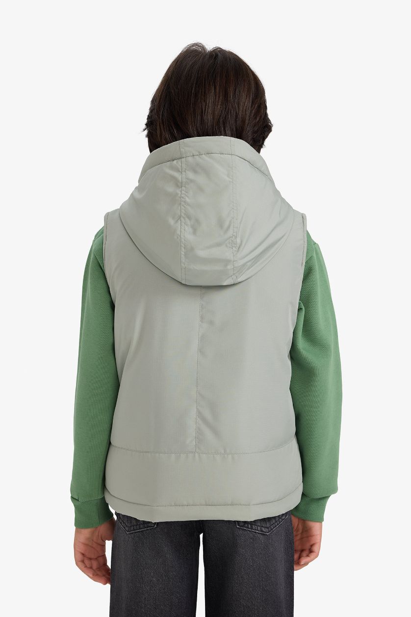 Erkek Çocuk - Genç Erkek Açık Yeşil Su İtici Baskı Detaylı Yelek Erkek Çocuk