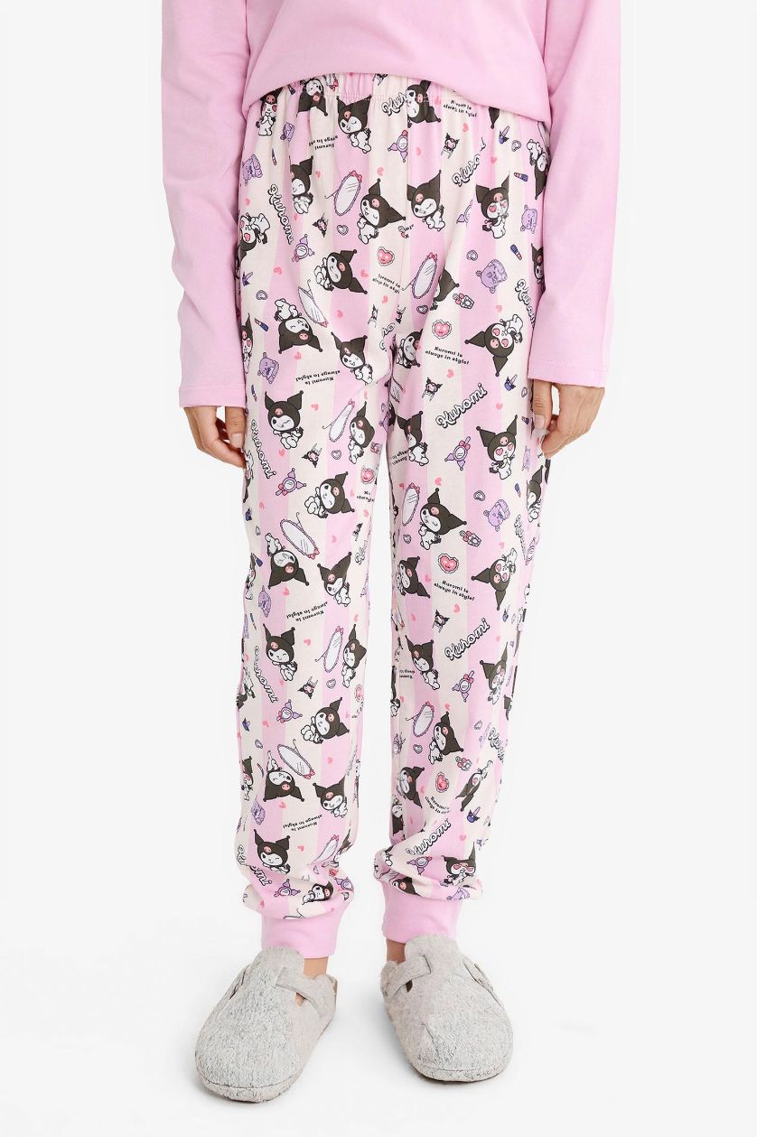 Kız Çocuk - Genç Kız Lila %100 Pamuklu Kuromı Beli Lastikli Pijama Takımı Kız Çocuk