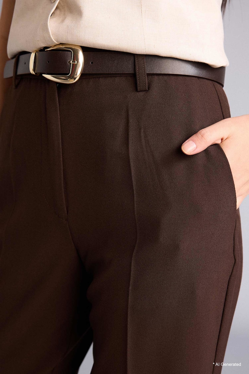 Kadın Kahve Straight Fit Pantolon