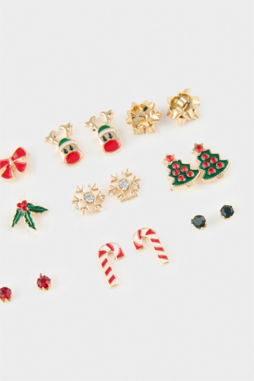 Kadın Karma Kadın Yılbaşı Temalı 9'lu Küpe