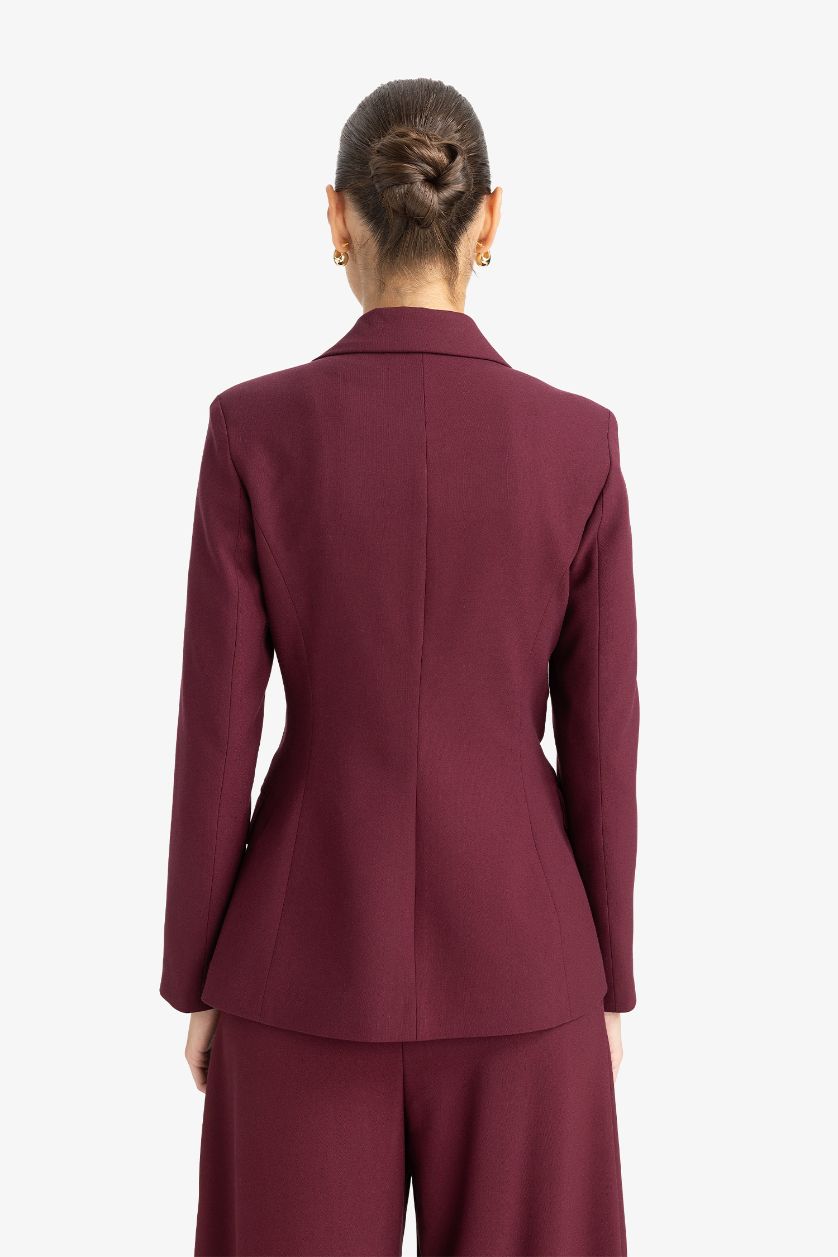 Әйелдерге Бордо Fitted түймелі блейзер