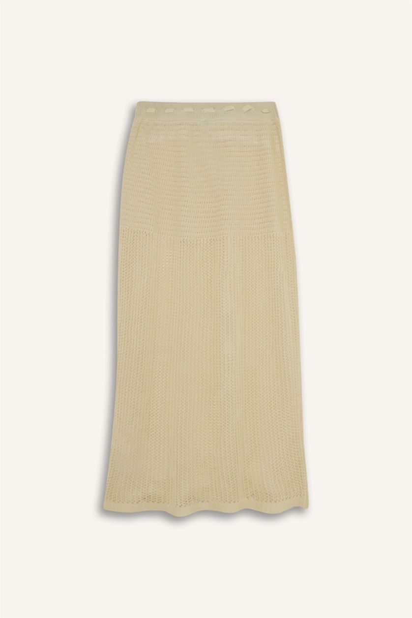 نساء بيج فاتح تنورة بحر كروشية بخصر مطاطي