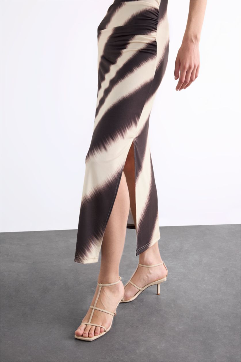 Woman Beige Twill Ankle Length Dress