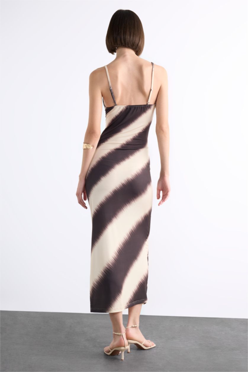 Woman Beige Twill Ankle Length Dress