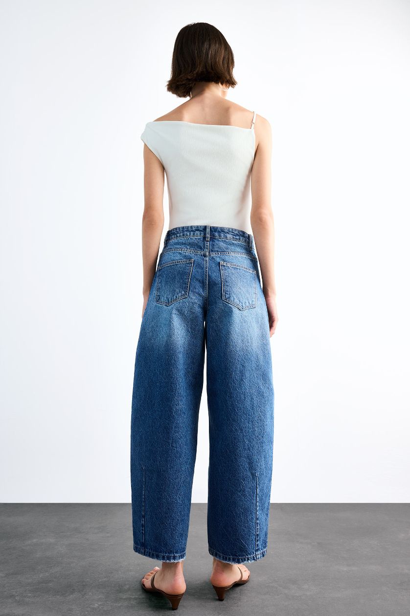 Woman NAVY Wide Baggy Fit Trousers