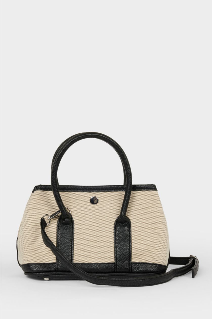 WOMAN Beige Woman Canvas Handbag