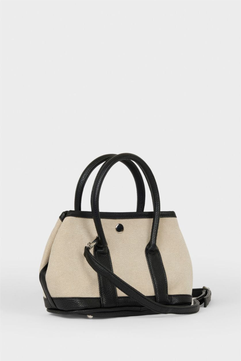 WOMAN Beige Woman Canvas Handbag
