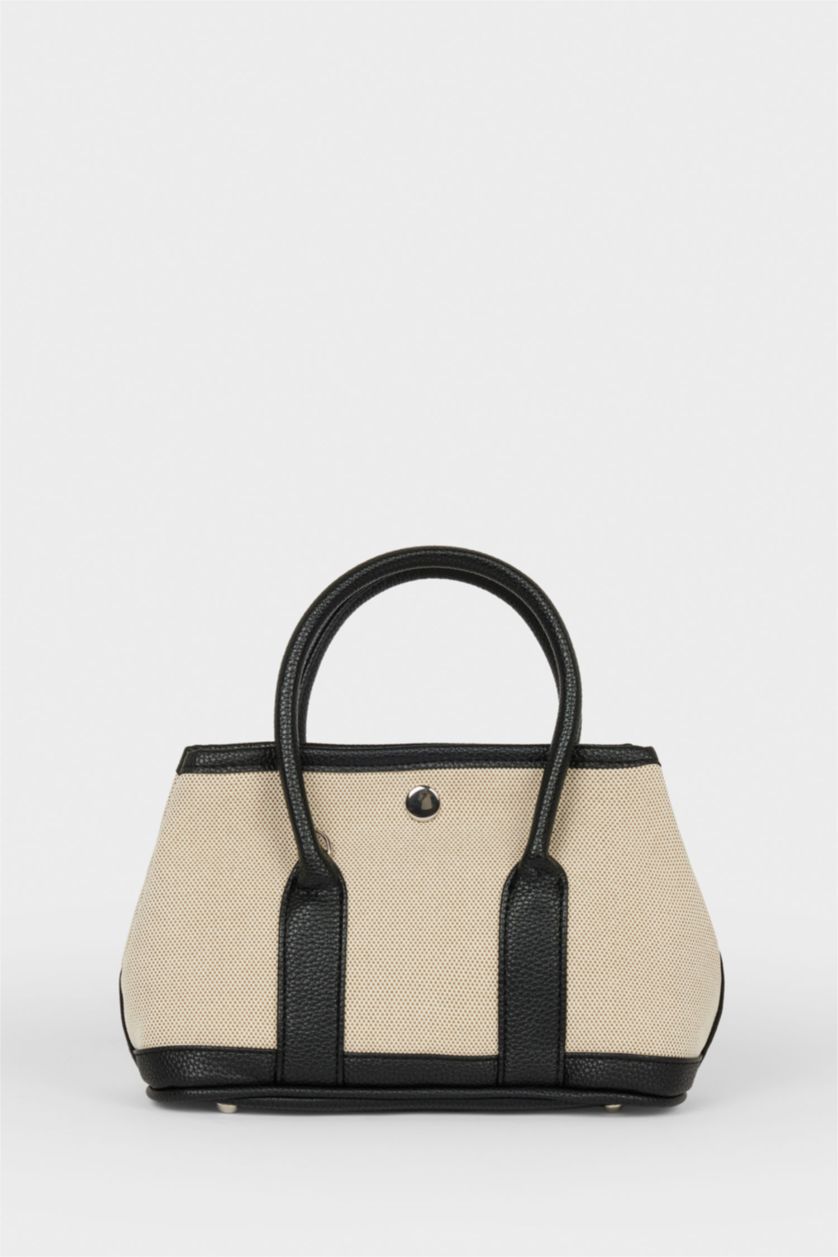 WOMAN Beige Woman Canvas Handbag